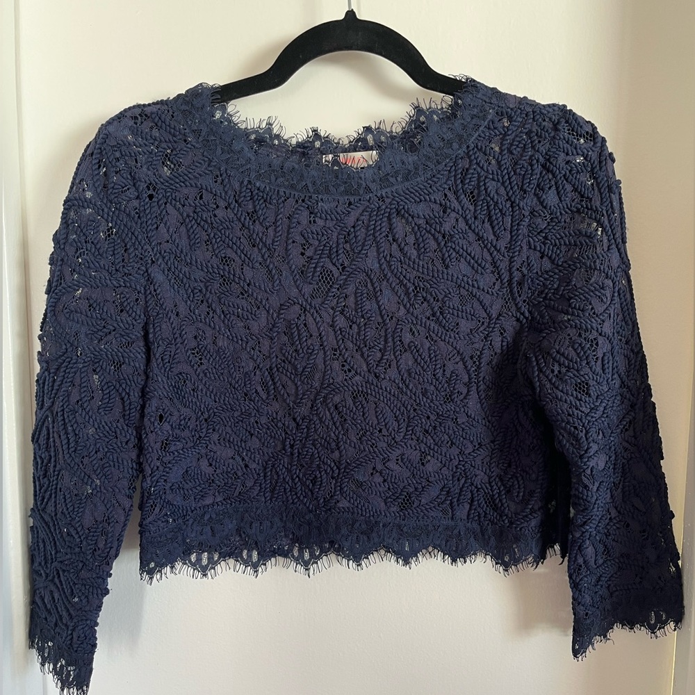 Luxxel lace crop top, 3/4 sleeves